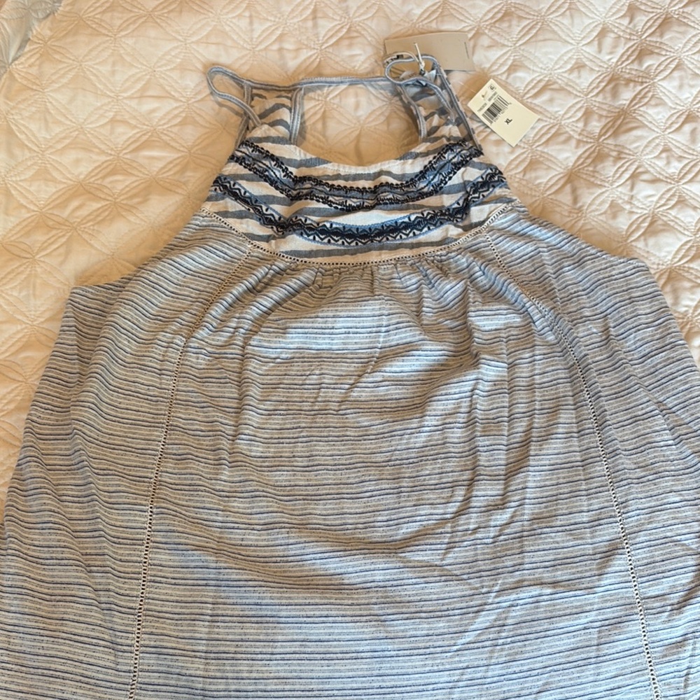 Lucky Brand Striped Halter Top with Blue Accents